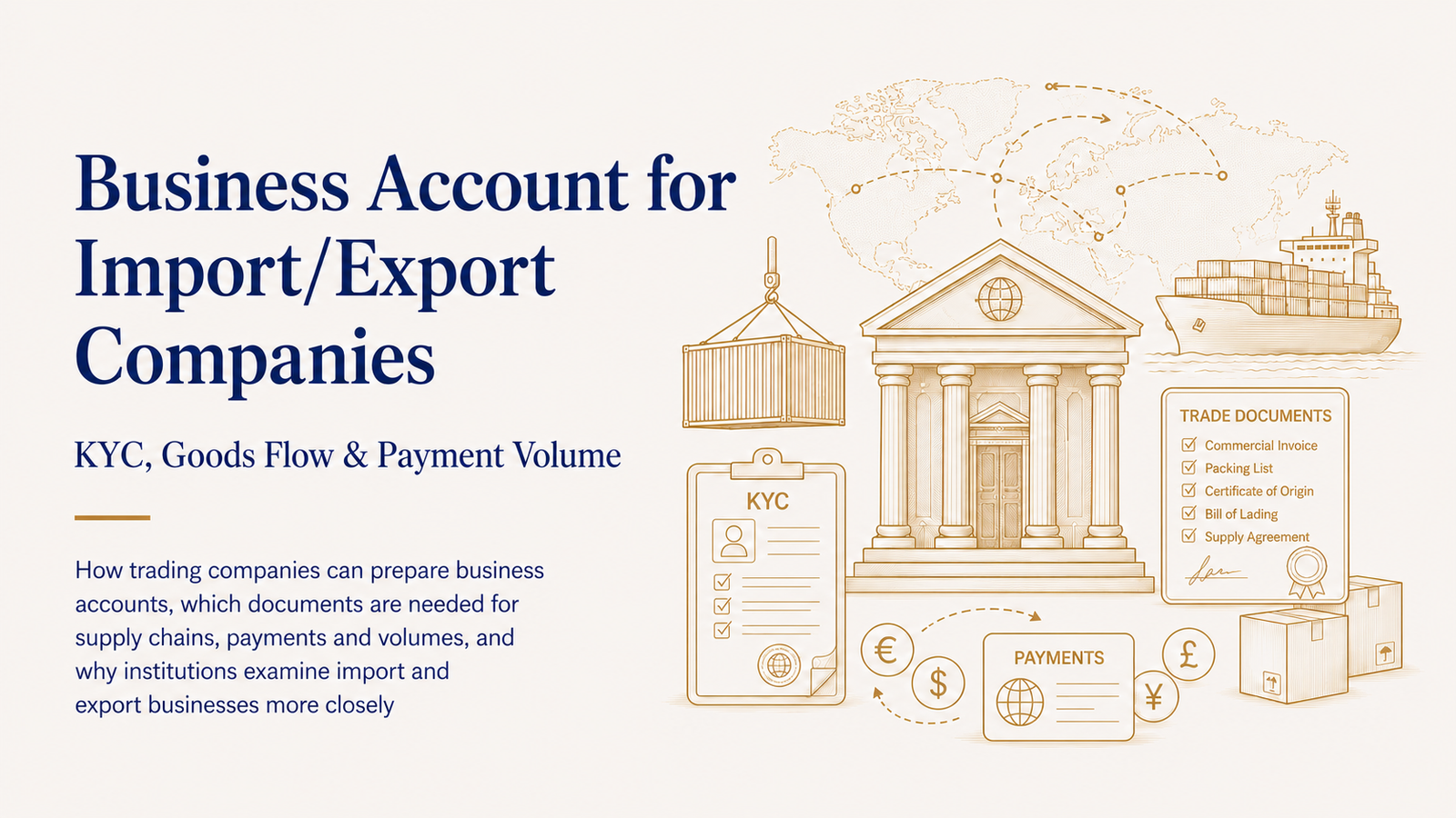 Business account for import/export companies: KYC, goods flow and payment volume