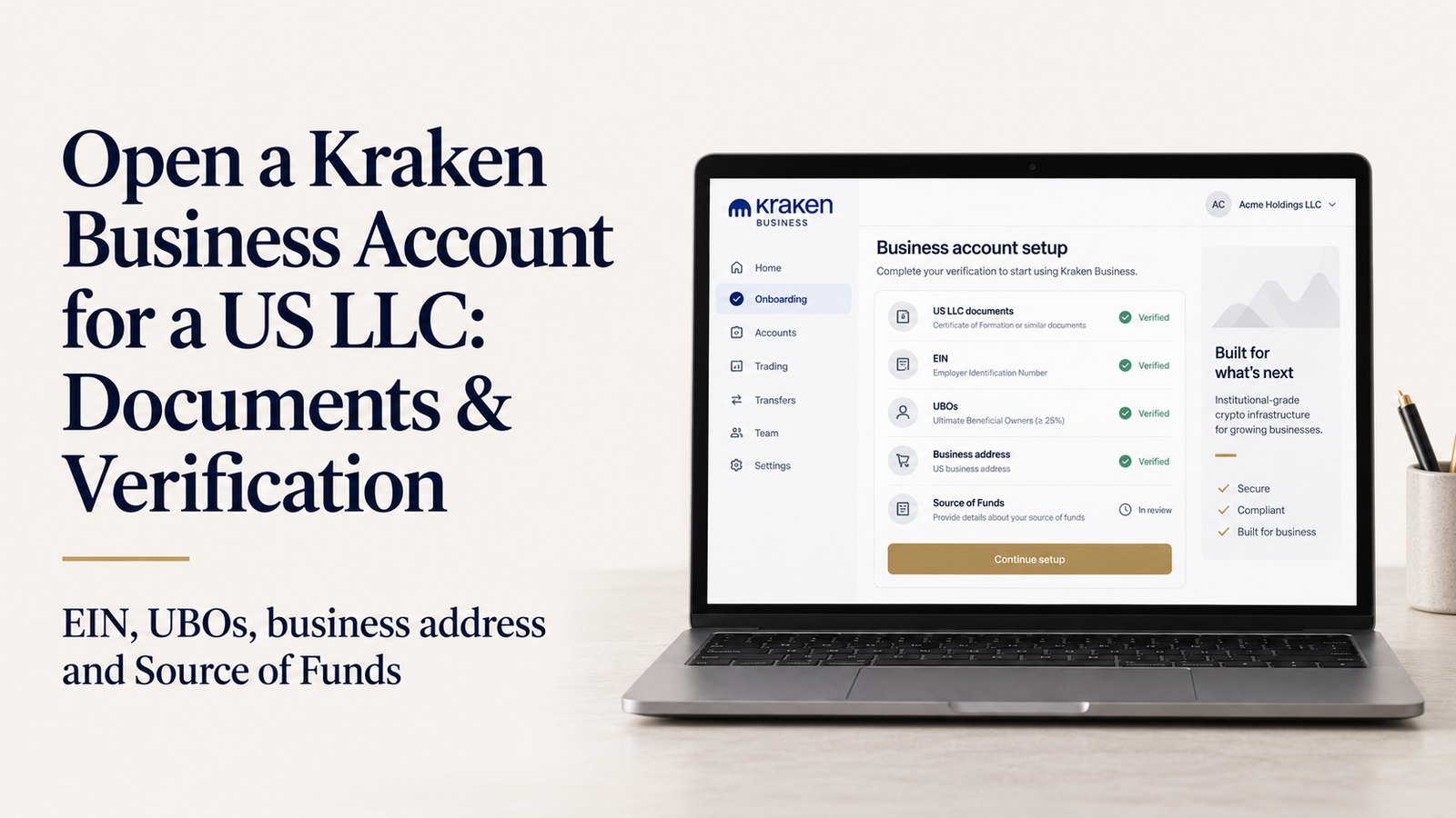 Open a Kraken Business Account for a US LLC: Documents & Verification